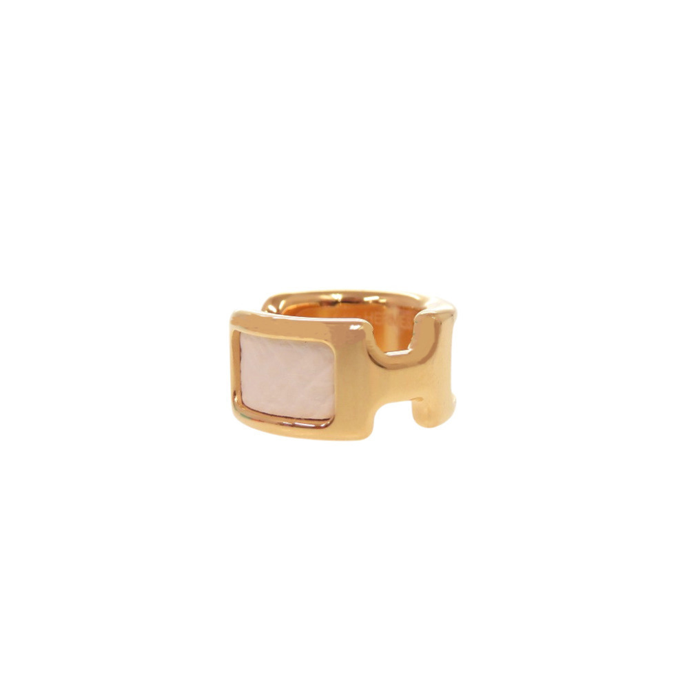HERMES White Leather Earrings